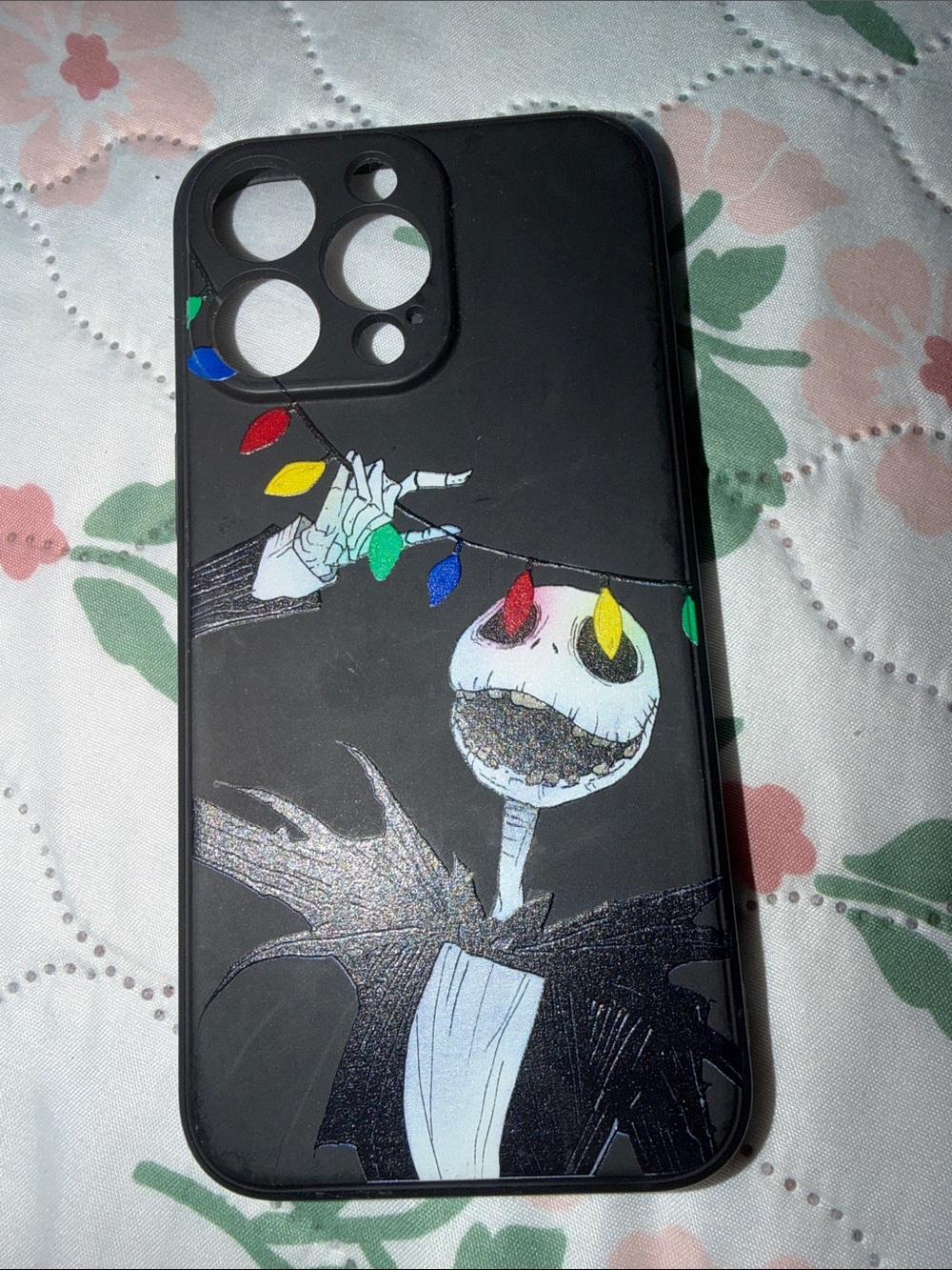 Black Jack Skellington iPhone 15 Pro-max Case with Holiday Lights